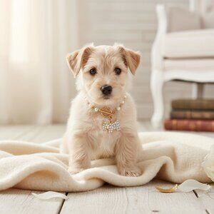 Gold Pet Bling Rhinestone Collar Size M